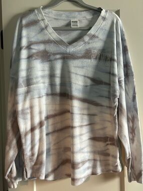 PINK Victoria's Secret Pastel Tie-Dye Tee - Light Blue & Brown